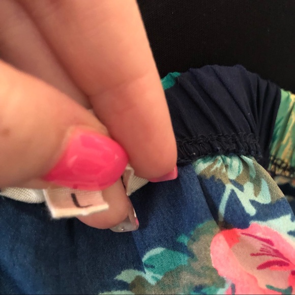 Hint of Blush tropical strapless jumpsuit - Picture 9 of 11